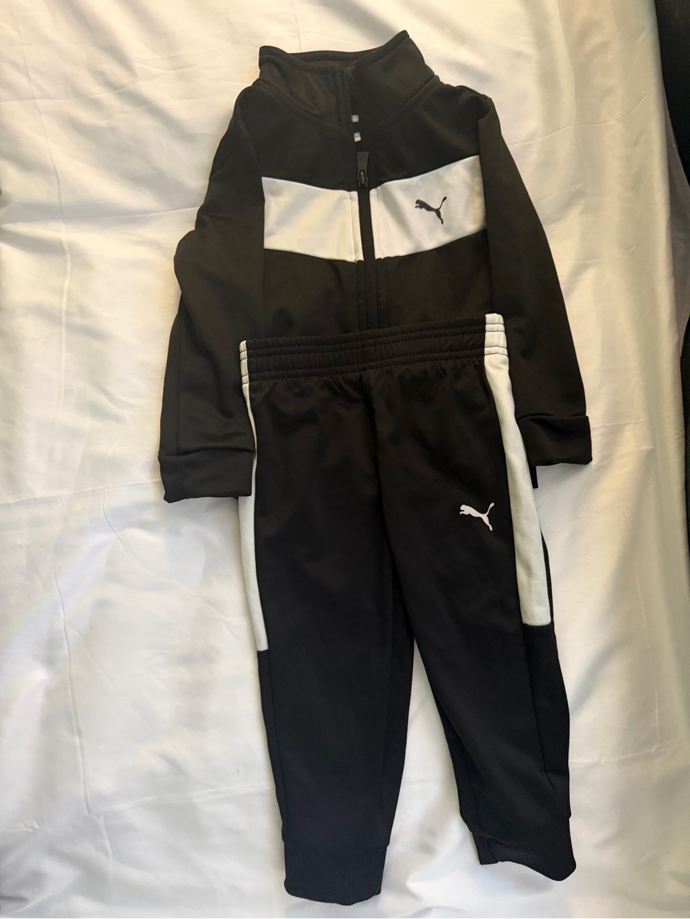 Puma Black and White Kids' Track Jacket & Joggers Set
